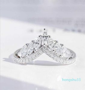 Size 610 Luxury Jewelry Real 925 Sterling Silver Crown Ring Full Marquise Cut White Topaz Cz Diamond Moissanite Women Wedding Ban1536672