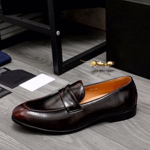 2023 Mens Designer Dress Shoes Formal Business Handmade Oxfords Men Brand Slip On äkta Leather Wedding Party Flats Zapatos Hombre Size 38-44