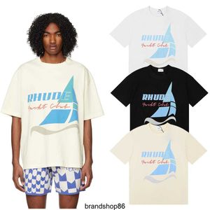 Herr T-shirts High Edition 2023 Summer New Rhude Yacht Club Print Os Lös kortärmad T-shirt