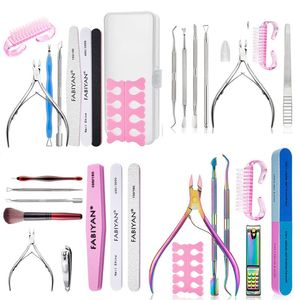 Nail Art Kits Professional Nails Cuticle Pusher Nipper Scissors For Manicure Cutter Trimmer Tweezers Finger Dead Skin Remover Tool Set Kit