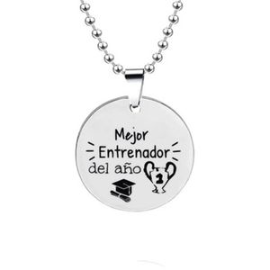 Pendant Necklaces Fashion Mejor Profe Del Aho Spanish Teacher's Day Gift Stainless Steel Necklace Female Jewelry