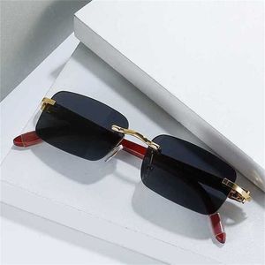 Designer Men's and Women's Beach Couple Sunglasses 20% Off card trend original wood leg frameless Ocean Film trimming square optical glassesKajia