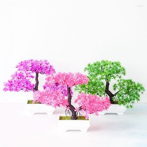 Dekorative Blumen Pflaumenblüten Simulationspflanze künstliche Topfbaum Bonsai gefälschte Pflanzen Ornament Home Garten Dekor Hochzeitsdekoration