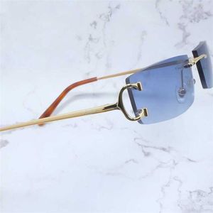 Lyxdesigner mode solglasögon 20% rabatt på små fyrkantiga män Rimless Metal Big Wire Glasögon Summer Shades Eyewear Women Accessories Solglas