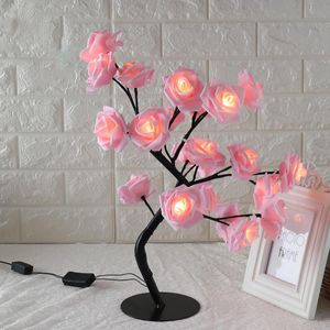 Lampade da tavolo Lampada a forma di rosa Albero di fiori Luce decorativa per soggiorno Camera da letto MOUN777