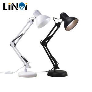 Luci notturne E27 Lampada da tavolo pieghevole Luci da scrivania a LED in metallo regolabile con Swing Long Arm Office Study Morden Reading Desk Lampada P230325