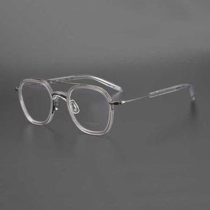 豪華なデザイナー高品質サングラス20％オフマスナガ恒久的な日本の手作りスペクタクルダブルビームフレームピュアチタン近視眼鏡GMS115