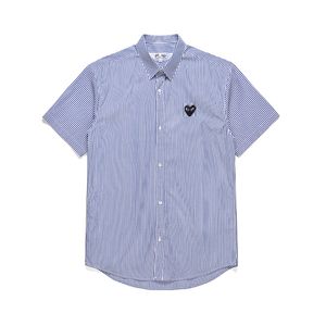 Designer Men's Casual Shirts CDG Com des Garcons Spela kort ärm Svart hjärta randiga skjortor Blue/White Size XL