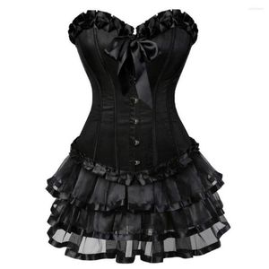 Bustiers Korsetts Plus Size Burlesque Kleid mit Rock Kostüme Vintage Schnürkorsett Bustier Shaper Mieder für Frauen Gothic Kleider
