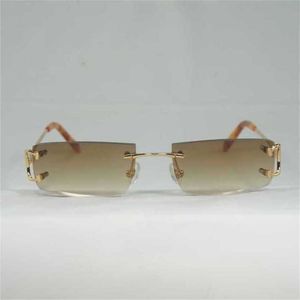 Lyxdesigner högkvalitativa solglasögon 20% rabatt på vintage liten linstråd Rimlösa fyrkantiga kvinnor för utomhusklubb Clear Frame Oculos Shadeskajia