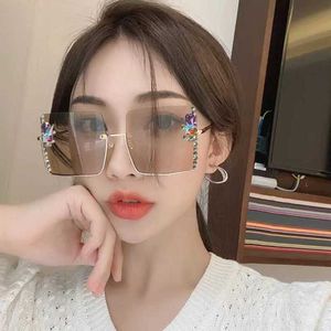 40% OFF Luxury Designer New Men's and Women's Sunglasses 20% Off Large square diamond round large frame display face small glasses tidal crystal female