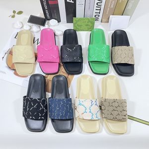 2023 Mode Herren Damen Sandalen Hausschuhe Slide Designer Luxus Flache High Heels Flip Flops Schuhe Bestickte Plattform Gummi Sandale Leder Größe 35-43