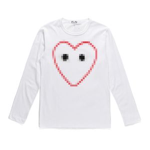 Designer t-shirts masculinas com des garcons jogar cdg manga longa grande coração camiseta unisex xl streetwear novo branco
