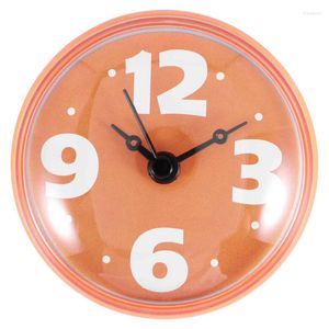 壁の時計防水シャワー時計丸い顔の直径7cmの吸引カップアラビア数字ダイヤルキッチン（オレンジ）のために大きなディスプレイ