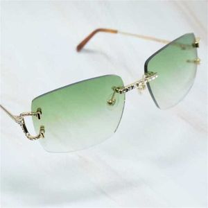 Luxus-Designer-Sonnenbrillen von hoher Qualität 20 % Rabatt auf Mens Iced Out Vintage Diamond Sunglass Wire Strass Shades for Women lentes de sol mujerKajia