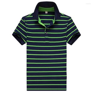 Men's Polos Men's Lapel Short Sleeve Cotton Polo Shirt Business Casual Loose-fit Striped 2023 All-match T-shirt Tops