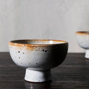 Bowls 2Pcs Japanese-style Ceramic Dessert Bowl Creative Handmade High-leg Snack Japanese Cuisine Sauce Dishes Home Tableware