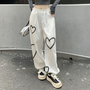 Spodnie damskie Capris koreańskie białe spodnie oversize spodnie kobiety sprężyna swobodna luźna wysoka talia Pants Kobieta streetwear hip hop proste spodnie 230325