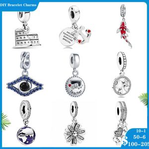 925 Koraliki Siver Charms for Pandora Charm Branselets Designer dla kobiet Budowanie ryb oczu kwiat