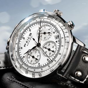 Armbandsur Feice Mens Quartz Watches Waterproof Chronograph Luxury Men's Sports Business Dress Casual Leather Watch