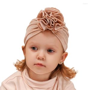 Chapéus 0-3y Baby Girl Kids Beanie Pleated Flower Infant Cap Cap Gold Velvet Pograph