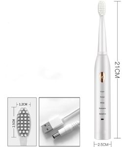 Ultrasonic Sonic Electric Toothbrush Rechargeable Tooth Brushes 2 Minutes Timer Teeth Brush With 4Pcs Replacement Heads Dropshipping