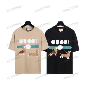 Xinxinbuy Men Designer Tee T Shirt 23ss Japonia pies list z drukiem Bawełniane kobiety Czarne białe niebieskie Khaki XS-2xl