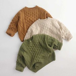 Pulgador de caramelo Color bebé Baby Girl Knitting Swater Kid todos los Match Match Retro Patrón de cáñamo retro Tops Mantengan los suéteres de algodón suave y cálido AA230325