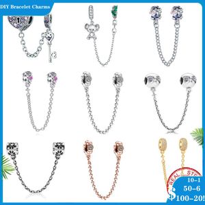 925 Siver Beads Charms for Pandora Bracelets Designer для женщин Новая цепочка безопасности Love Lock Angel Koala Flow