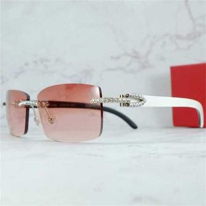 Óculos de sol femininos de moda feminina Iced fora homens Acessórios para homens sem aro touros tons de tendência vintage Proteção de presente Eyewearkajia