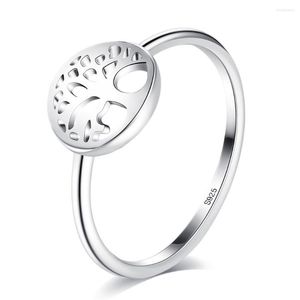 Cluster Rings Tree of Life Women's Ring 925 Sterling Silver Hollow Design Önskar komplex trendiga bearbetningssmycken för Mother Gift