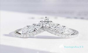 Size 610 Luxury Jewelry Real 925 Sterling Silver Crown Ring Full Marquise Cut White Topaz Cz Diamond Moissanite Women Wedding Ban8927549