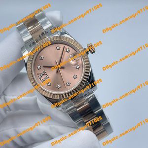 Kadınlar İzle 2813 Otomatik Saat 278381 31mm Dial Paslanmaz Çelik Çift Renk Bandı Kat Yıldönümü Mekanik Otomatik Bilek Swatch M278381RBR Elmas Bant İzleme