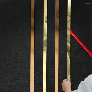 Adesivos de parede 5m 1/1.5/2/2.5/3cm Auto-adesivo ouro aço inoxidável linhas decorativas planas para bordas tiras de bordas de teto