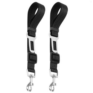 Dog Car Seat Covers 2pcs Rope Black Pet Supplies Adjustable Length Harness Portable Nylon Travel Accessories Durable Safety Belt