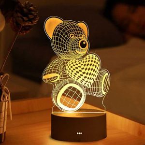 Nachtlichter 3D Lampe Acryl USB LED Night Lights Neon Schild Lampe Weihnachtsdekorationen für Heimschlafzimmer Geburtstagdekoration Hochzeitsgeschenke P230325