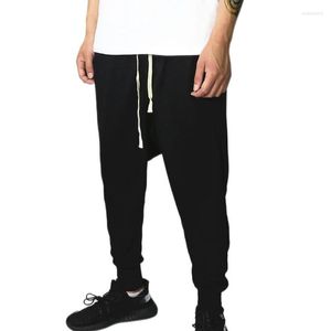 Men's Pants Streetwear Men Harem Jogger Cotton 2023 Elastic Waist Drop Crotch Loose Sweatpants Black High Street