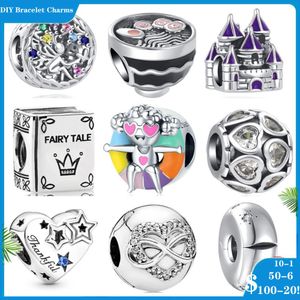 925 Siver Beads Charms för Pandora Charm -armband Designer för kvinnor Simning Ring Noodles Castle Jewelry Gift