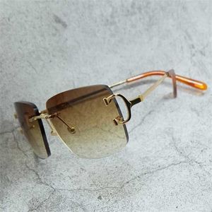 豪華なデザイナー高品質のサングラス20％四角い女性メタルメガネリムレスワイヤーヒップホップスタイリッシュなサングラスシェードアイウェア男性用