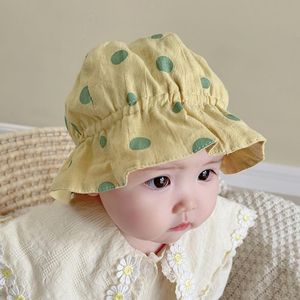 Hårtillbehör Baby Fisherman Hat Thin Spring and Summer Super Cute Lace Wave Dot Children's Double-Sided For Girls Sun Caps Tide