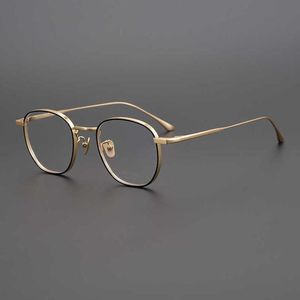 Luxury Designer High Quality Sunglasses 20% Off High light number of handcrafted circular thick frame Japanese style small box artistic pure titanium male