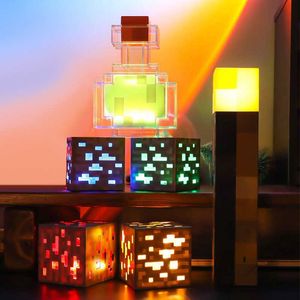 Night Lights Game Ore Brownstone Torch Light LED Night Lamp USB Rechargeable Bedroom Decoration Table Lamps Children Kids Gifts Light P230325