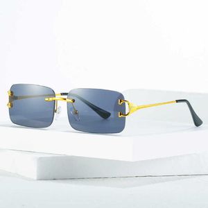 Luxury Designer High Quality Sunglasses 20% Off Fashion frameless cut edge Sun personalized small frame ins street shot trendy sun glasses