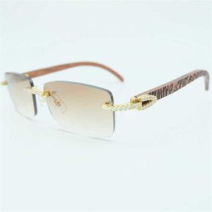 Óculos de sol da moda de designer de luxo a 20% de folga de shinestone square búfalo búfalo cor de 3 mm de diamante de diamante moda masculina sem borda sunglass Shade Eyewear