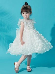 Abiti da ragazza per bambini Abiti da sposa bianchi estivi Moda per bambini Ragazza Party Princess Dress fiori abbigliamento