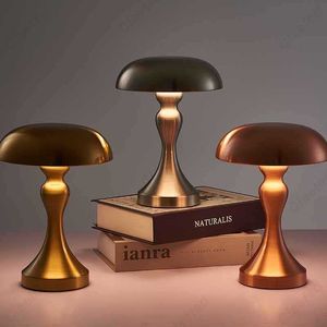 Ночные огни скандинавские светодиодные золотые настольные лампы для бара отеля украшения грибов.