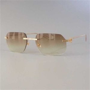 20% rabatt på lyxdesigner Nya herr- och kvinnors solglasögon 20% rabatt på Rimless Retro Shades Trendy Vintage Women Clear Gafas Sol Frame Rave Festival