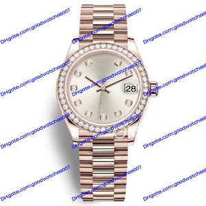 Wysokiej jakości damski zegarek 278285RBR 31 mm Srebrny diament Diamentowy pierścień Diamond Stal nierdzewna Rose Gold Band 2813 Maszyna Automatyczna M278285RBR-0030 Watches