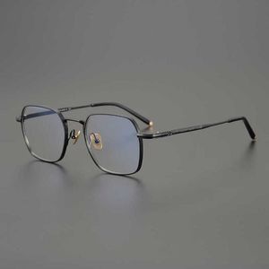 Luxury Designer High Quality Sunglasses 20% Off Japanese handmade pure titanium show thin high texture gun color ultra light myopia glasses full frame
