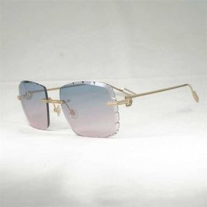 20% OFF Luxury Designer New Men's and Women's Sunglasses 20% Off Vintage Oversize Men Diamond Cut Gafas Retro Metal Shades Women Goggles for Outdoor Rimless Eyewear